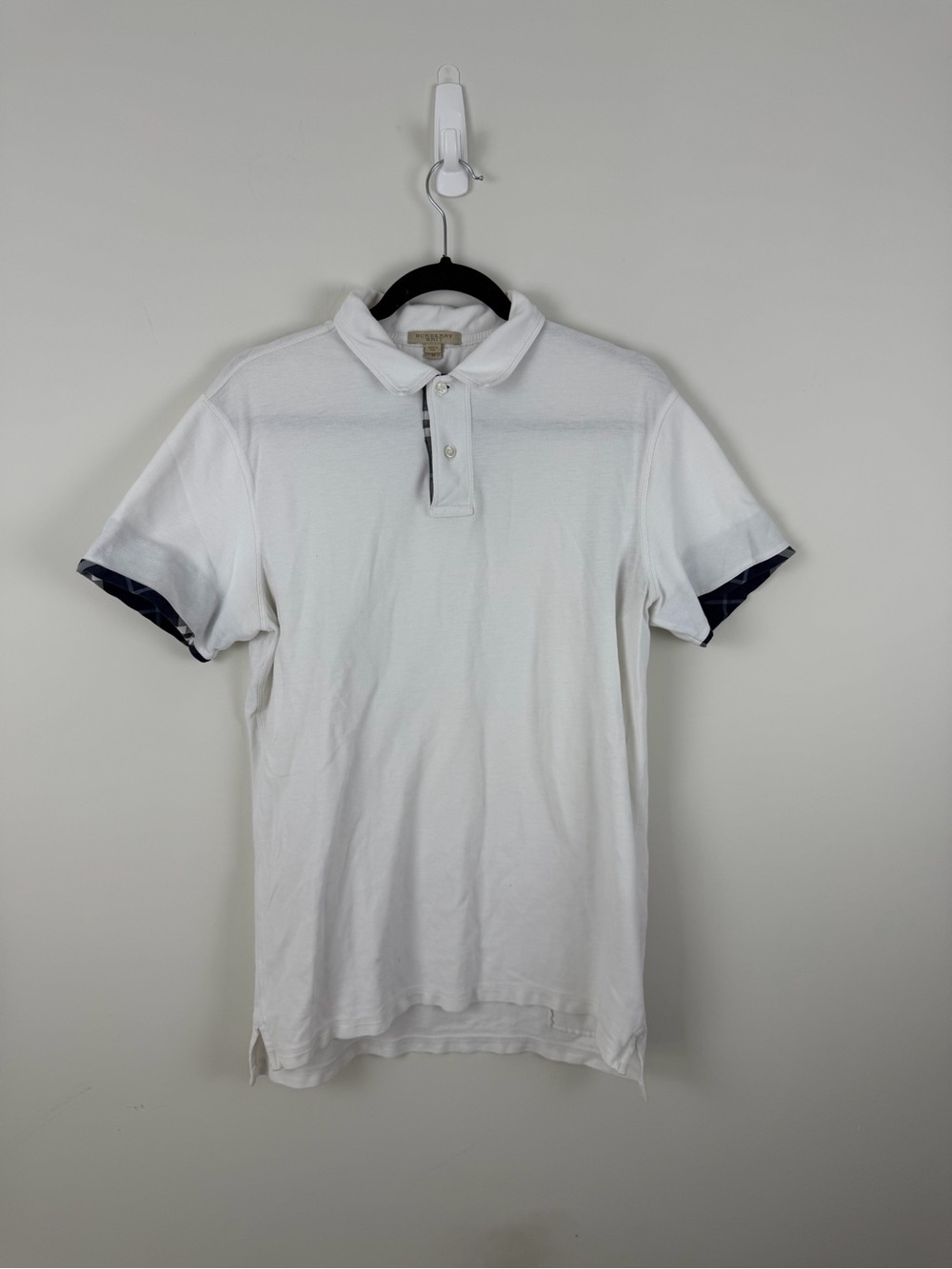 Burberry White Polo with Navy Trim
